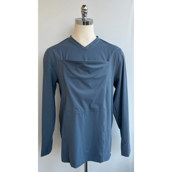 Lalabu V Neck Dad Shirt Blue Short Sleeve Baby Carry On Stretch Casual sz 2XL - Picture 1 of 8